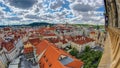 aerial panoramic view of Old Town Square neighborhood timelapse in Prague from the top of the town hall Royalty Free Stock Photo