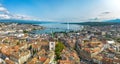 Aerial panoramic view over Geneva city in Switzerland Royalty Free Stock Photo