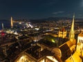 Aerial panoramic view over Geneva city in Switzerland