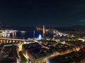 Aerial panoramic view over Geneva city in Switzerland