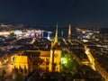 Aerial panoramic view over Geneva city in Switzerland