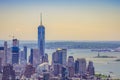 Aerial panoramic view over New York city Buildings Royalty Free Stock Photo