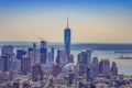 Aerial panoramic view over New York city Buildings Royalty Free Stock Photo