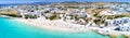 Aerial, panoramic view over the town of Koufonisi