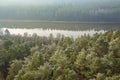 Forest and river landscape panorama, the Nemunas river near Birstonas, Lithuania Royalty Free Stock Photo