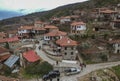 Aerial panoramic view of Paleos Panteleimonas Village. It is an old picturesque village in the prefecture of Pieria. It is built