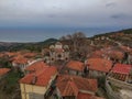 Aerial panoramic view of Paleos Panteleimonas Village. It is an old picturesque village in the prefecture of Pieria. It is built