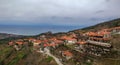 Aerial panoramic view of Paleos Panteleimonas Village. It is an old picturesque village in the prefecture of Pieria. It is built