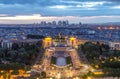 Aerial panoramic view of Paris from Eiffel Tower in the evening. Twilight, blue hour. Royalty Free Stock Photo