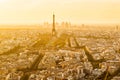 Aerial panoramic view of Paris with the Eiffel tower Royalty Free Stock Photo