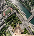 Aerial panoramic view of Paris and Seine river as seen from Eiffel Tower Royalty Free Stock Photo