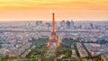 Aerial panoramic view of Paris skyline, France