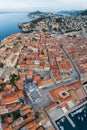 Aerial panoramic view of picturesque Dubrovnik city with old town Royalty Free Stock Photo