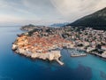 Aerial panoramic view of picturesque Dubrovnik city with old town Royalty Free Stock Photo