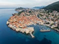 Aerial panoramic view of picturesque Dubrovnik city with old town Royalty Free Stock Photo