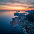 Aerial panoramic view of the picturesque town of Dubrovnik