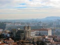 Aerial panoramic view of Porto with red tiled rooftops Porto Cathedral Se do Porto in Portugal, City break travel in Europe Royalty Free Stock Photo