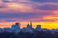 Aerial view of Poznan at sunset, Poland Royalty Free Stock Photo