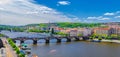 Aerial panoramic view of Prague city historical center