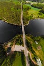 Aerial panoramic view of rapid Susikoski at river Kymijoki, Finland