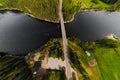 Aerial panoramic view of rapid Susikoski at river Kymijoki, Finland