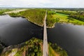 Aerial panoramic view of rapid Susikoski at river Kymijoki, Finland