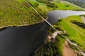 Aerial panoramic view of rapid Susikoski at river Kymijoki, Finland