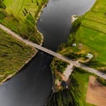 Aerial panoramic view of rapid Susikoski at river Kymijoki, Finland