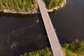 Aerial panoramic view of rapid Susikoski at river Kymijoki, Finland