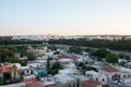 Aerial panoramic view of Rhodes town before sunset. Buildings, ancient walls. Greece Royalty Free Stock Photo