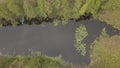 Aerial view of river Snov in autumn near village of Sednev, Chernihiv region, Ukraine.