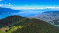 Aerial panoramic view of Riviera Vaudoise Royalty Free Stock Photo