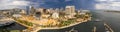 Aerial panoramic view of the San Diego downtown with the harbor with many skyscrapers Royalty Free Stock Photo