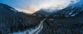 Aerial Panoramic View of a Scenic Road in the Canadian Mountain Royalty Free Stock Photo