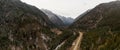 Aerial Panoramic View of a Scenic Road in the Canadian Mountain Royalty Free Stock Photo