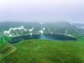 Seven Rila lakes in nature of mountain range, aerial view of tourism in Bulgaria Royalty Free Stock Photo