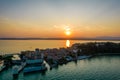 Aerial panoramic view of Sirmione city on lake Garda in Lombardy, Italy Royalty Free Stock Photo