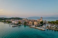 Aerial panoramic view of Sirmione city on lake Garda in Lombardy, Italy Royalty Free Stock Photo