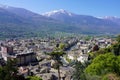 Aerial panoramic view of Sondrio town in Valtellina valley, Lombardy, Italy Royalty Free Stock Photo