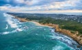 Aerial panoramic view of Sorrento Ocean Beach and beautiful coastline in the morning. Mornington Peninsula, Melbourne, Australia. Royalty Free Stock Photo