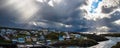 Aerial panoramic view of Stykkisholmur. Iceland.