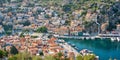 Aerial panoramic view of Symi, Dodecanese island, Greece Royalty Free Stock Photo