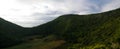 Aerial panoramic view to Caldera of Monte Brasil mountain, Terceira, Azores, Portugal