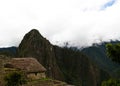 Aerial Panoramic view to Machu Picchu archaeological site and Huayna Picchu mountain , Cuzco, Peru Royalty Free Stock Photo