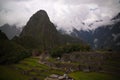 Aerial Panoramic view to Machu Picchu archaeological site and Huayna Picchu mountain , Cuzco, Peru Royalty Free Stock Photo