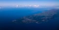Aerial panoramic view to Pico island, Azores, Portugal Royalty Free Stock Photo