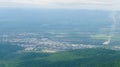Aerial panoramic view to yuzhno-sakhalinsk city, Sakhalin island, Russia Royalty Free Stock Photo