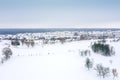 Aerial panoramic view of traditional housing suburbs at winter time