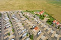 Panoramic view of travel recreation vehicles in the RV camping park with the resort Royalty Free Stock Photo