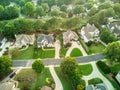 Aerial panoramic view of an upscale subdivision shot during golden hour